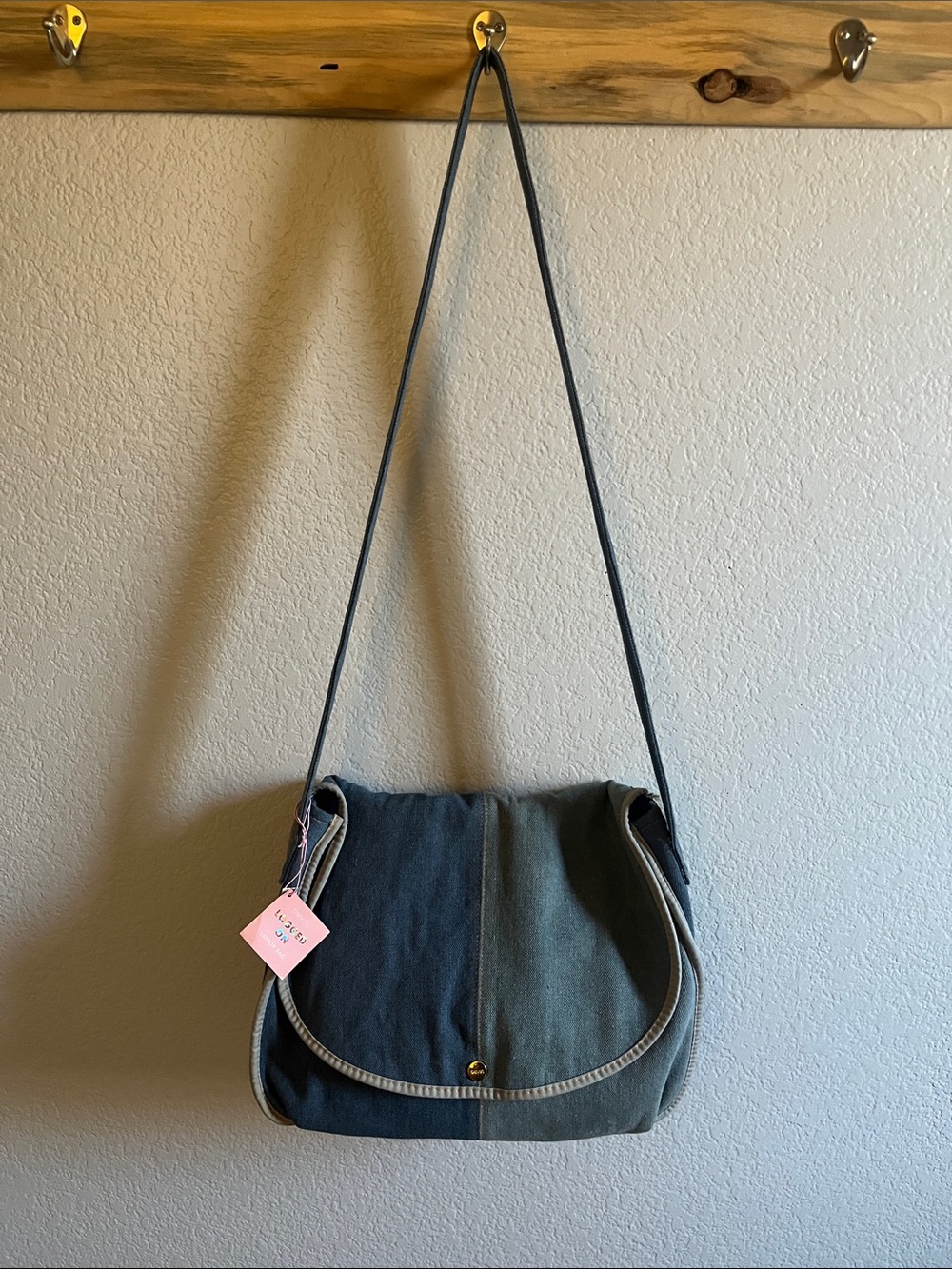 Vintage Ban.do Logged On Two-Tone Denim Laptop Bag